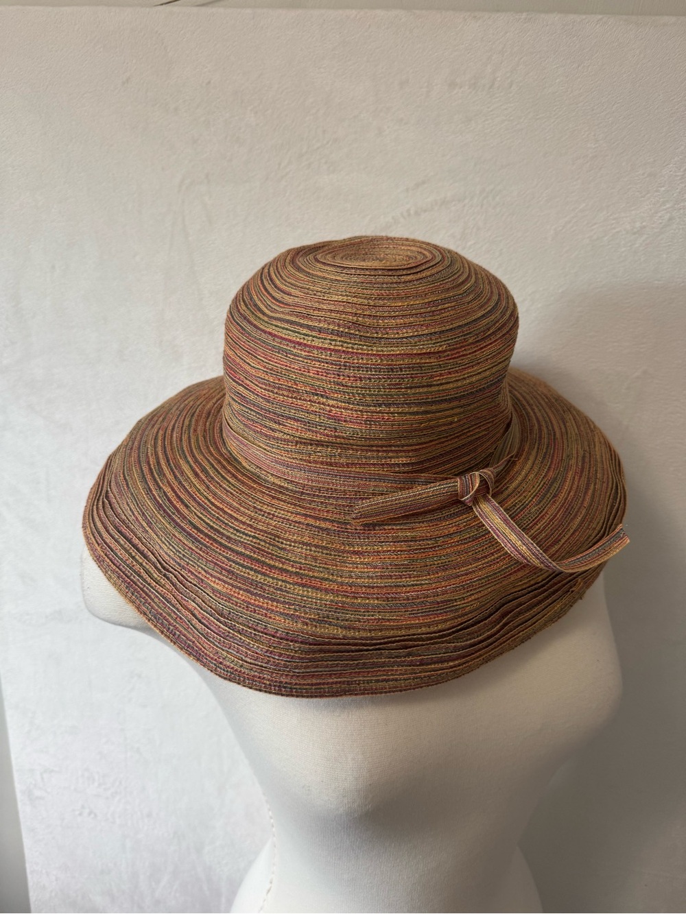 Scala Multicolor Straw Sun Hat with Ribbon Band